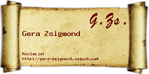 Gera Zsigmond névjegykártya